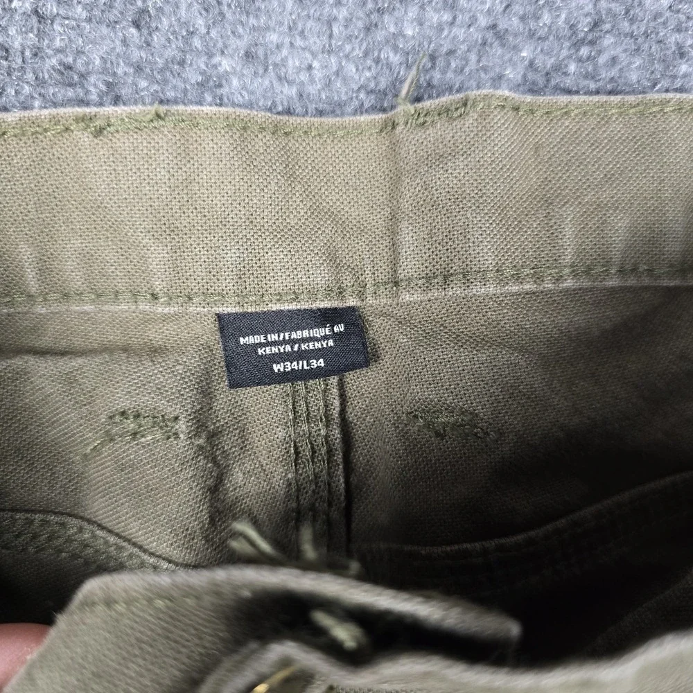 Dickies Pants Men's 34x34 Relaxed Fit Duck Canvas Work Carpenter Moss Distressed